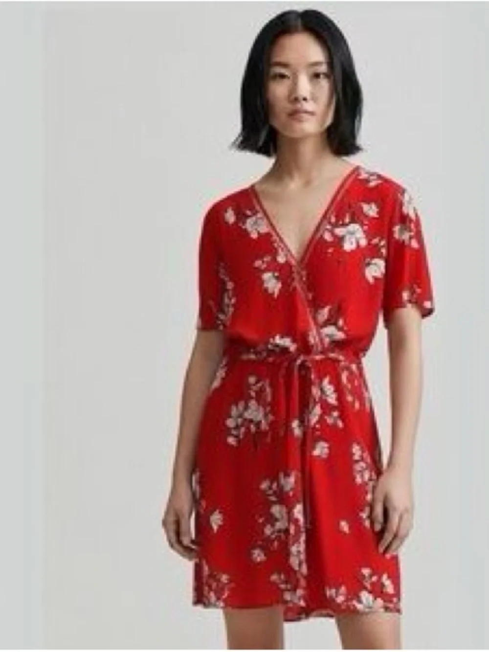 Sienna Sky Red Floral Wrap Dress with Tie Waist